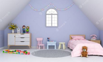 แนวคิดการออกแบบห้องนอนในห้องใต้หลังคาเพื่อเป็นที่หลบภัยของน้องสาว