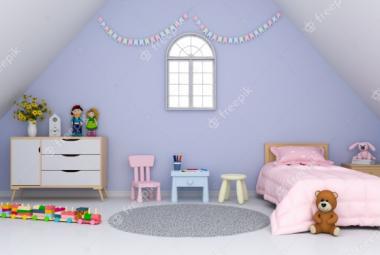 แนวคิดการออกแบบห้องนอนในห้องใต้หลังคาเพื่อเป็นที่หลบภัยของน้องสาว